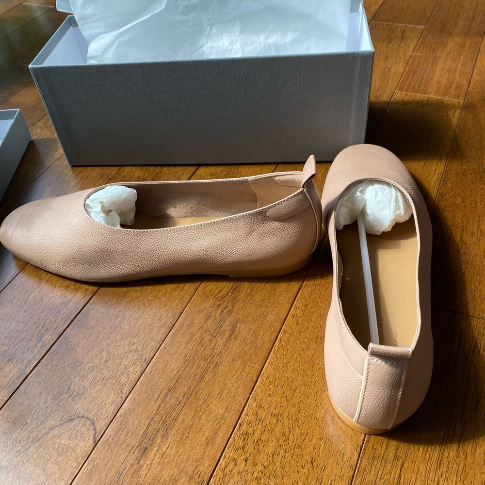 Everlane day glove beige leather ballet flat, 10